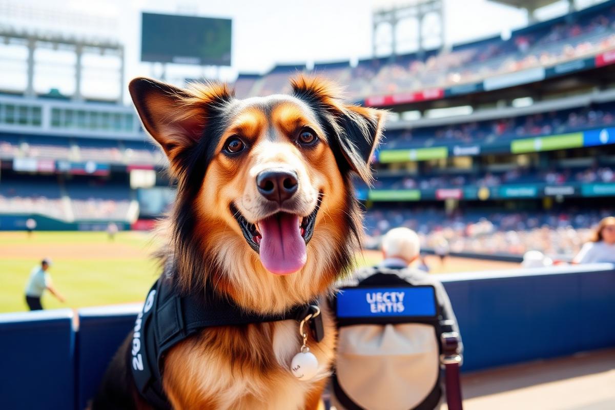 A service dog at a ball game with their owner — professional USA service dog training.